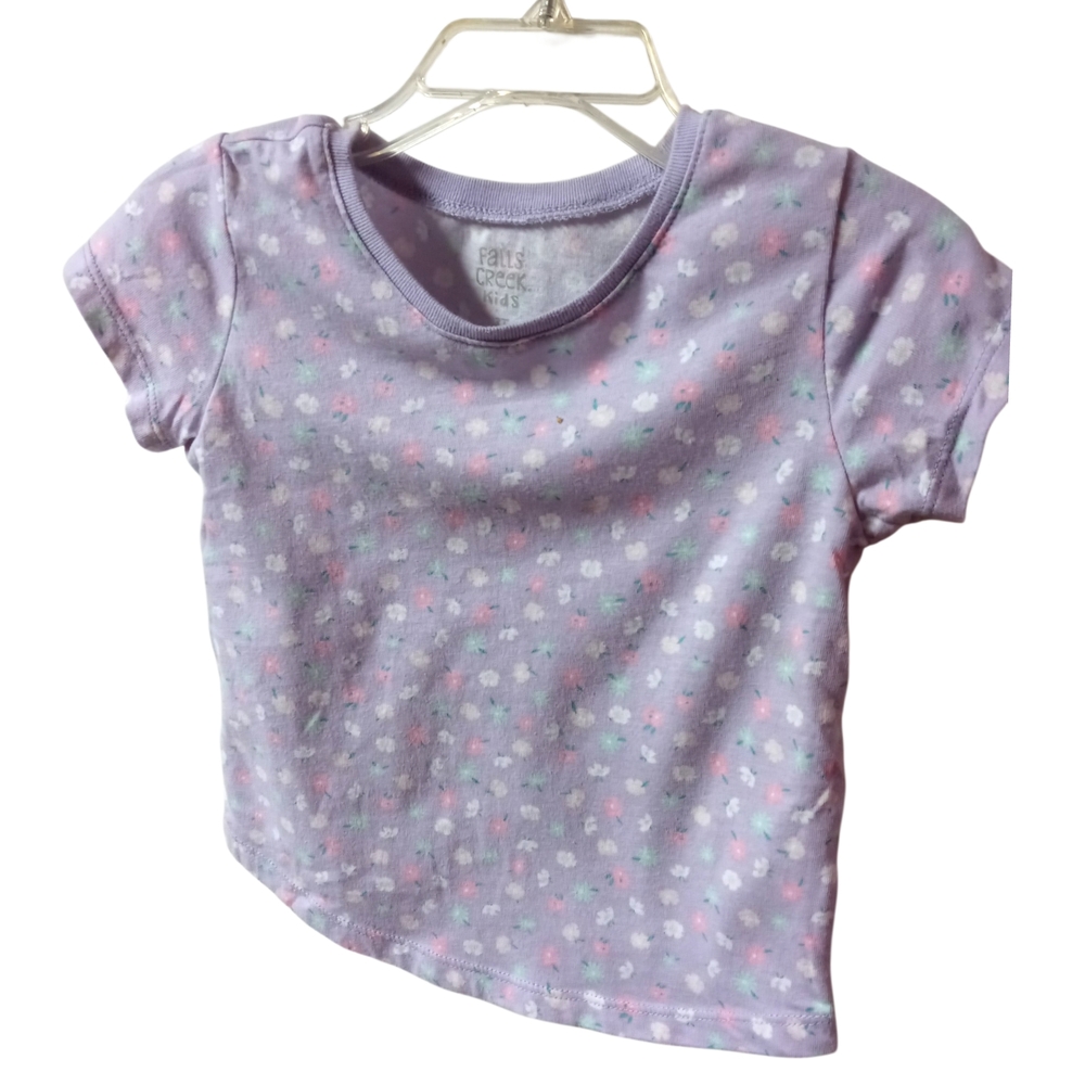⭐S) Falls Creek Kids Toddler Girls Purple Floral Tee Size 3T Spring Summer Top